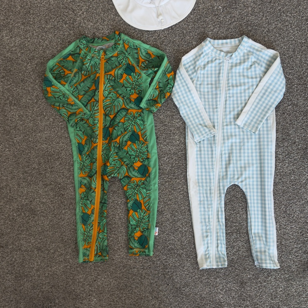 Green and Blue Kids One Piece Swim Suit